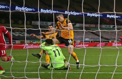 Conor Coady - 5
The captain put a second-half header over the bar and sometimes looked close to being overwhelmed by Liverpool’s attack. He was clearly upset after colliding with Patricio. AFP