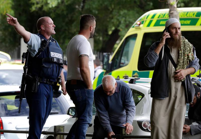 Police keep the scene clear after a mass shooting in Christchurch, New Zealand. AP Photo