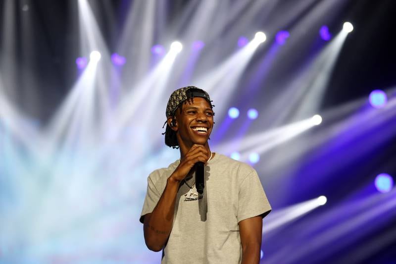 Rapper A-Boogie performs at the Social Knockout at the Coca-Cola Arena in Dubai.