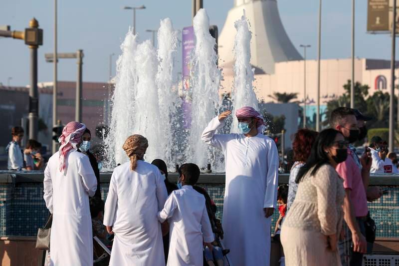 Families gather to celebrate UAE's 50th anniversary along the Corniche. Khushnum Bhandari / The National