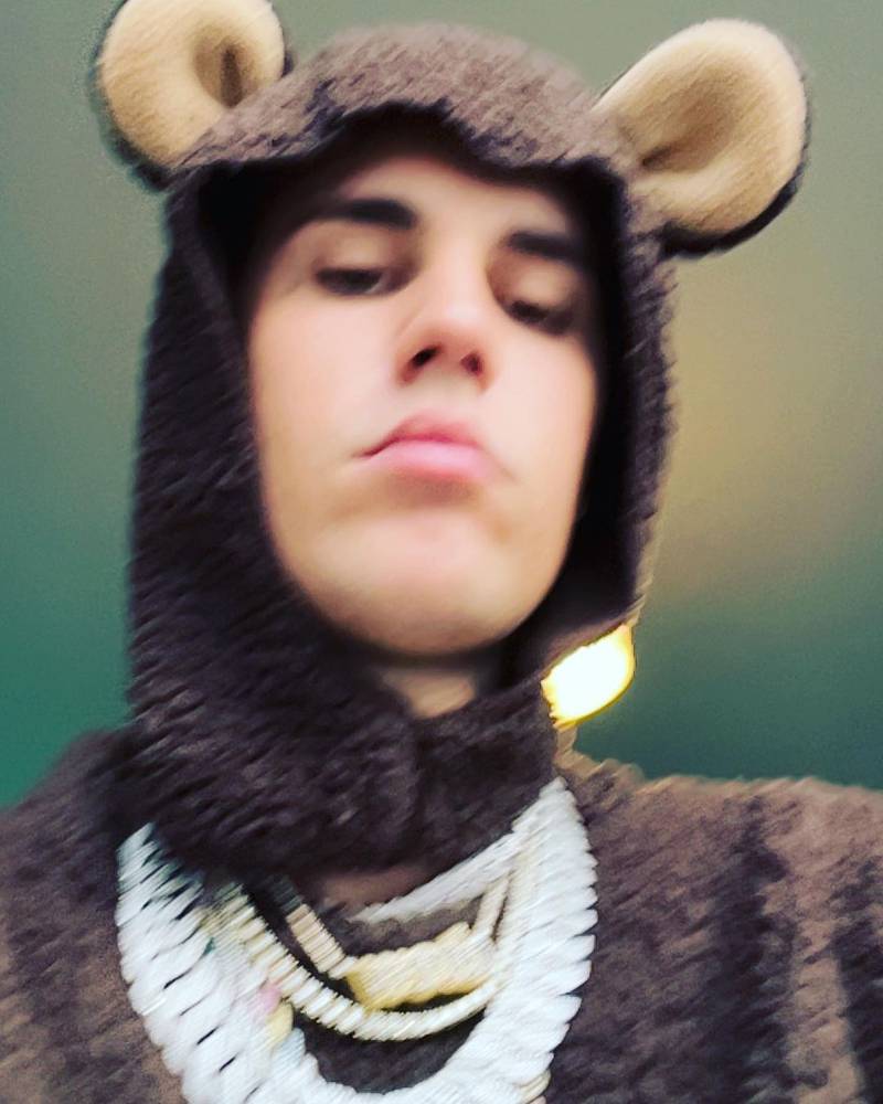 Justin Bieber as a bear. Photo: Instagram / justinbieber