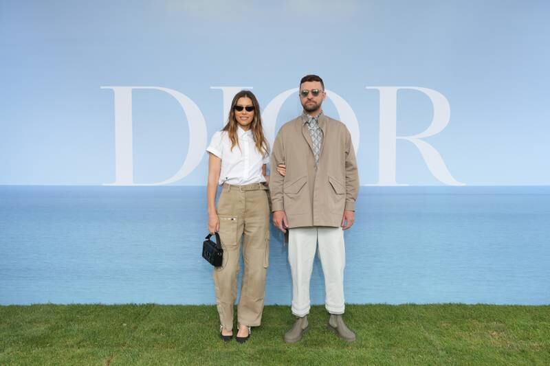 Jessica Biel and Justin Timberlake attend the Dior Homme photocall. Getty Images For Christian Dior
