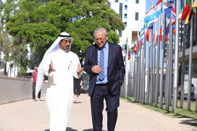 Mansoor AL Marzooqi, an Emirati studying in Israel, with Uriel Reichman, president of IDC Herzliya university.