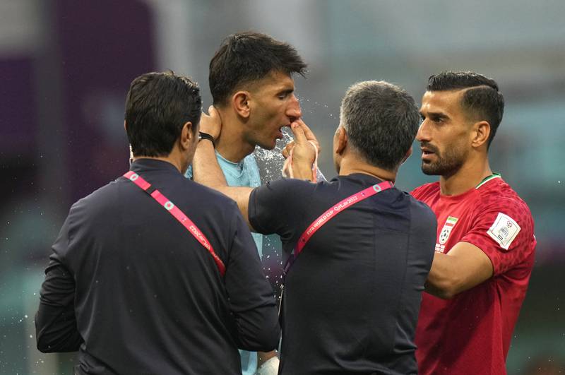 Despite displaying clear signs of serious head injury, Beiranvard attempted to play on, before falling to the ground and being substituted. Photo: AP