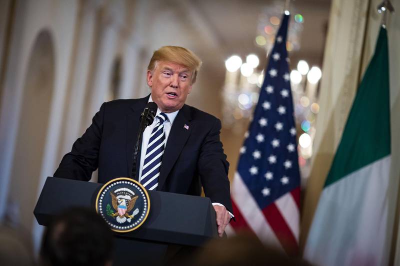 U.S. President Donald Trump speaks during a news conference with Giuseppe Conte, Italy's prime minister, not pictured, in the East Room of the White House in Washington, D.C., U.S., on Monday, July 30, 2018. Conte took his cues from Donald Trump at their first White House meeting, backing the president's views on trade, migration, security and defense spending and setting himself up as an advocate for U.S. policy in the heart of the European Union. Photographer: Al Drago/Bloomberg