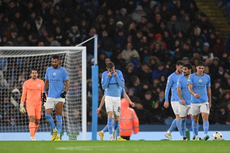 City players look dejected after Rafa Mir's goal. Getty 