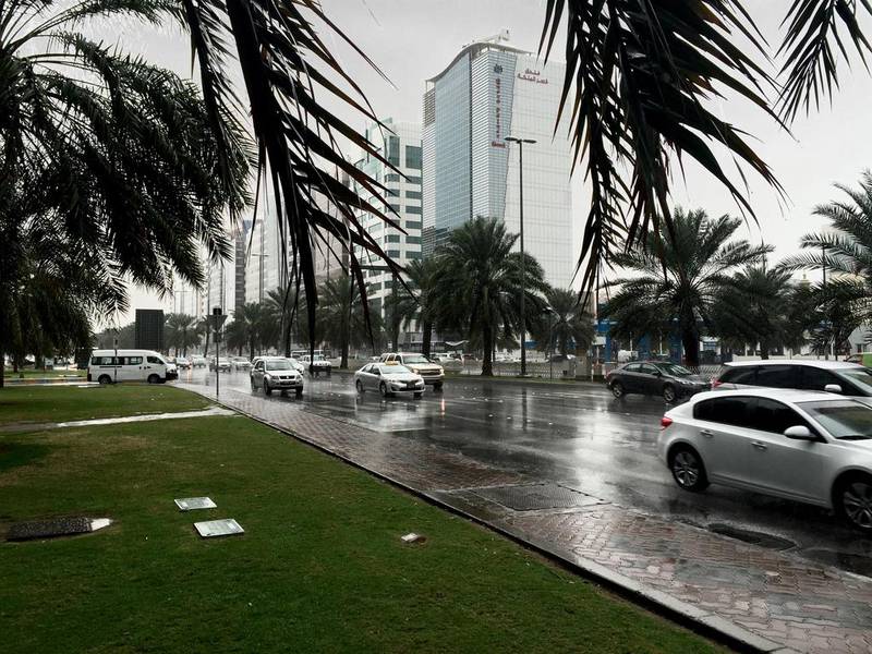 Rain in Abu Dhabi. Brian Kerrigan / The National