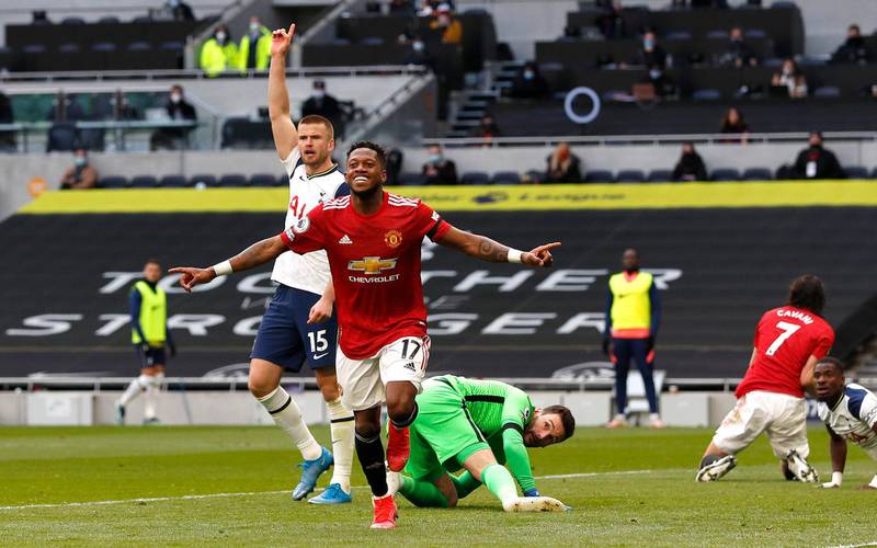 Fred celebrates his goal for Manchester United. Getty