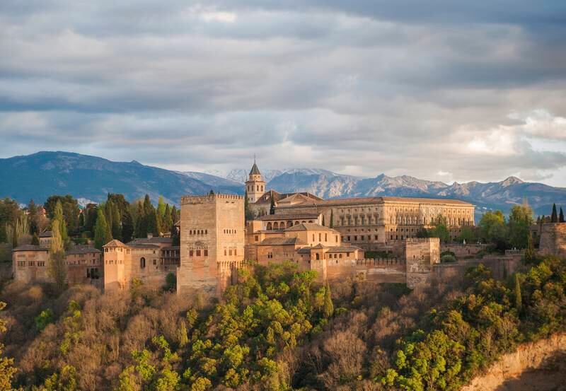 Panorama view of Alhambra palace, Granada, Spain.