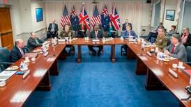 Aukus: Pentagon chief meets Australian and UK ministers