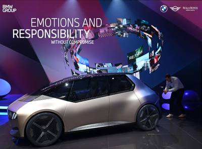 The BMW i Vision Circular is what the manufacturer envisages a car of 2040 will be like. AFP