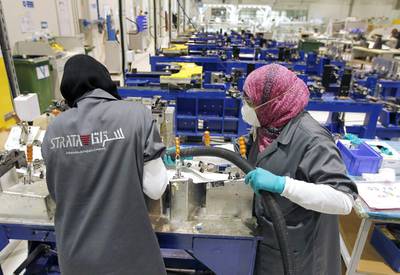 Women operators work in the final assembly area at Strata. Jumana El Heloueh / Reuters