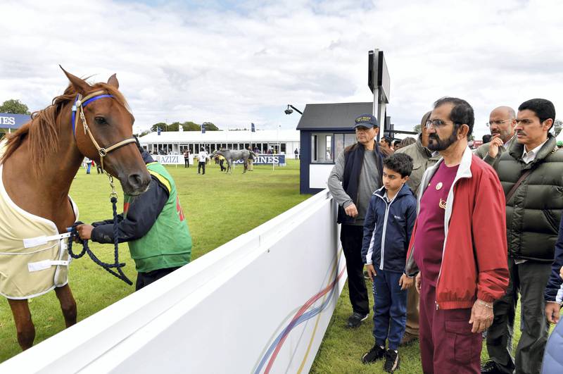 Sheikh Mohammed bin Rashid attends the Sheikh Mohammed bin Rashid Al Maktoum Endurance Cup Festival UK Endurance Masters on Saturday. Wam