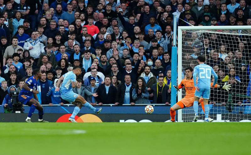 Manchester City's Gabriel Jesus scores the second goal. PA