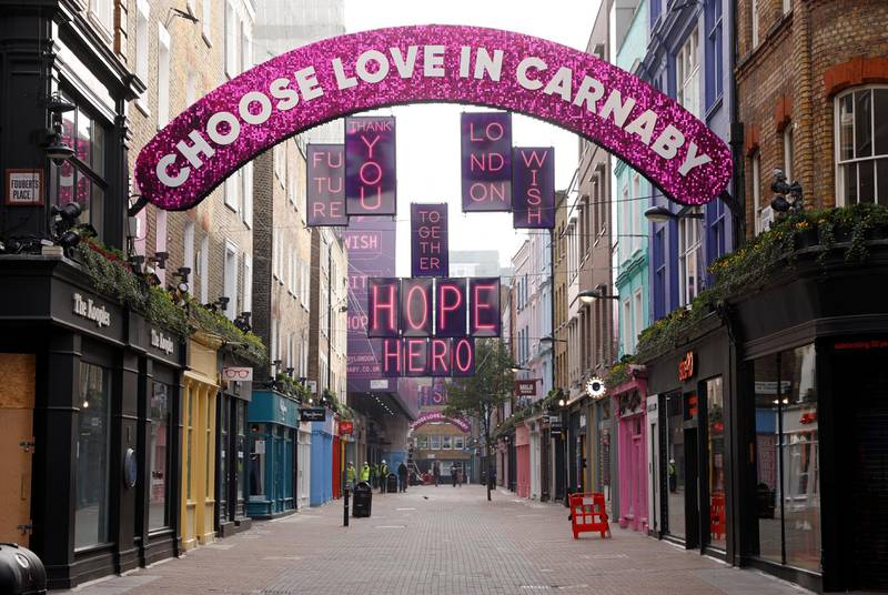 A view of a deserted Carnaby Street in London. Reuters