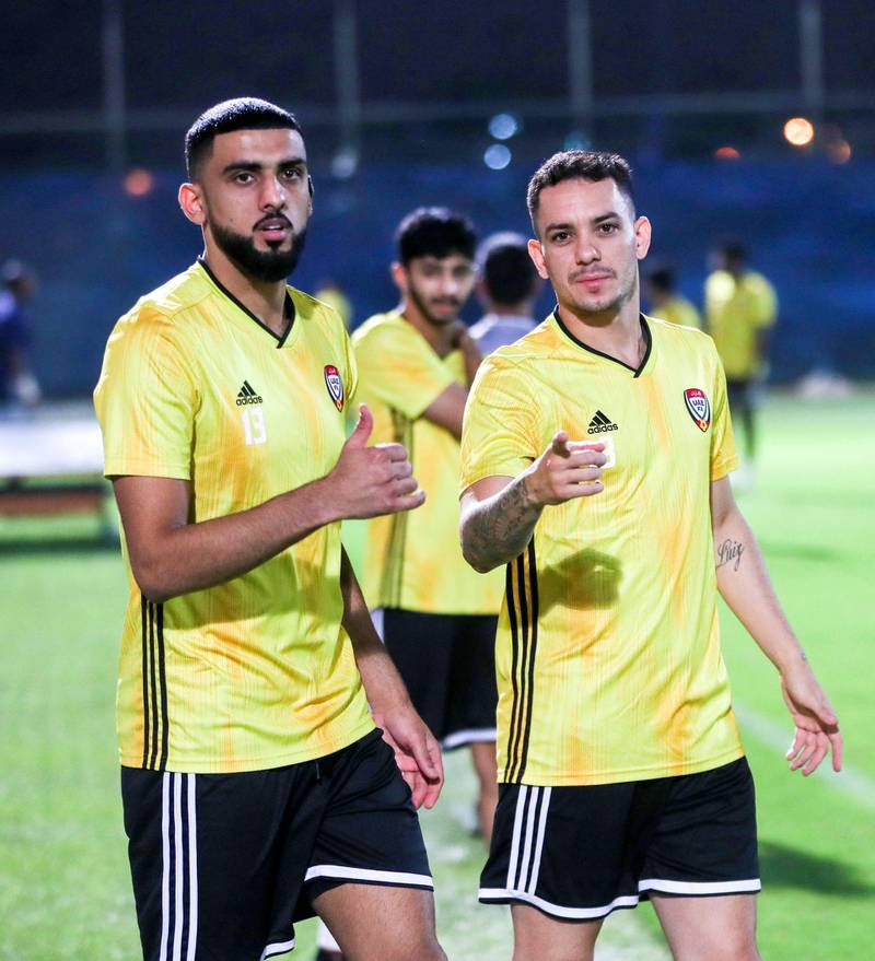 Shaheen Abdelrahman, left, and Caio during the training session in Dubai.