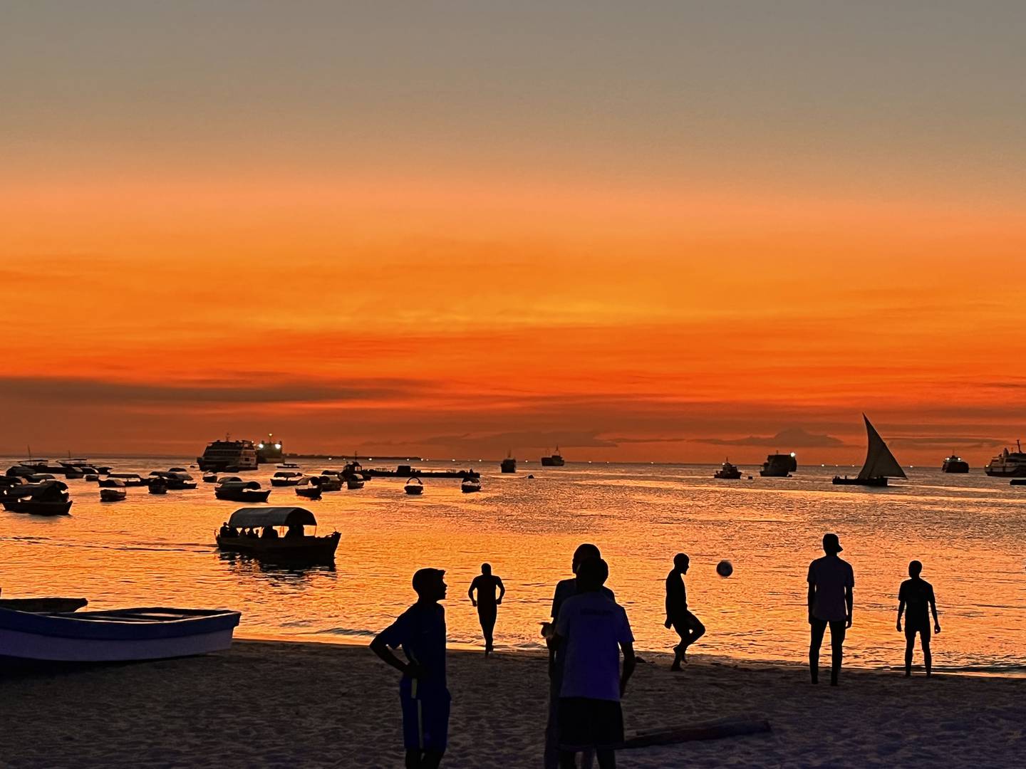 A Zanzibar sunset with a dhow under sail. Trading dhows plied routes between the UAE and Zanzibar. Photo: Tim Power