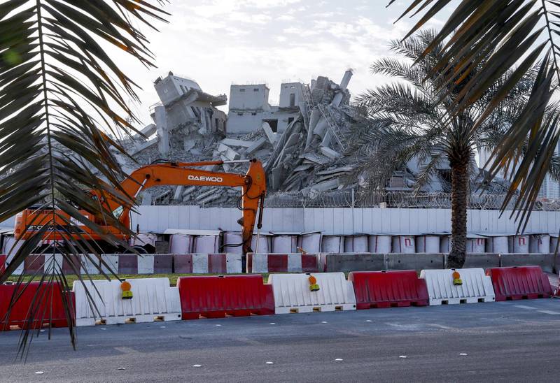 Abu Dhabi, United Arab Emirates, November 27, 2020.  The surrounding areas the morning after the demolition of the Mina Zayed Plaza. Victor Besa/The NationalSection:  National News