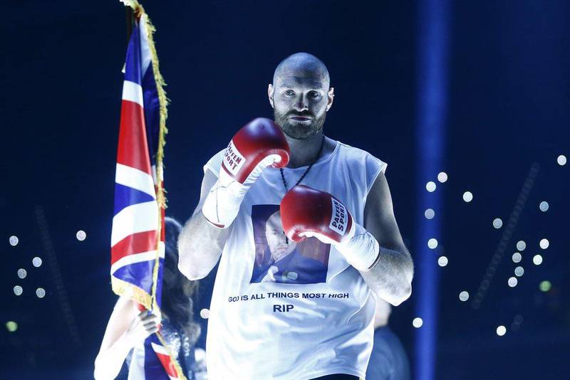 Tyson Fury, as he makes his entrance before the start of the fight. Reuters / Kai Pfaffenbach