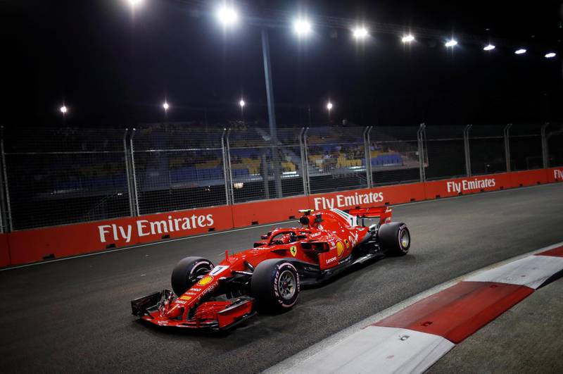 Formula One F1 - Singapore Grand Prix - Marina Bay Street Circuit, Singapore - September 14, 2018   Ferrari's Kimi Raikkonen during practice   REUTERS/Kim Hong-Ji