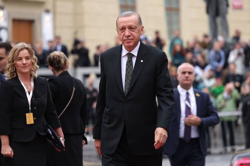 Recep Tayyip Erdogan arrives. Getty Images