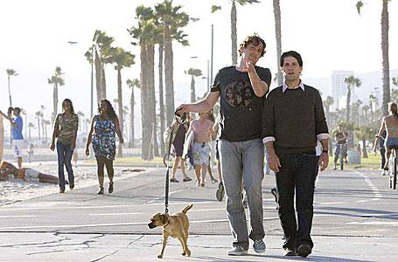 Jason Segel, left, and Paul Rudd in a scene from the movie "I Love You, Man'.