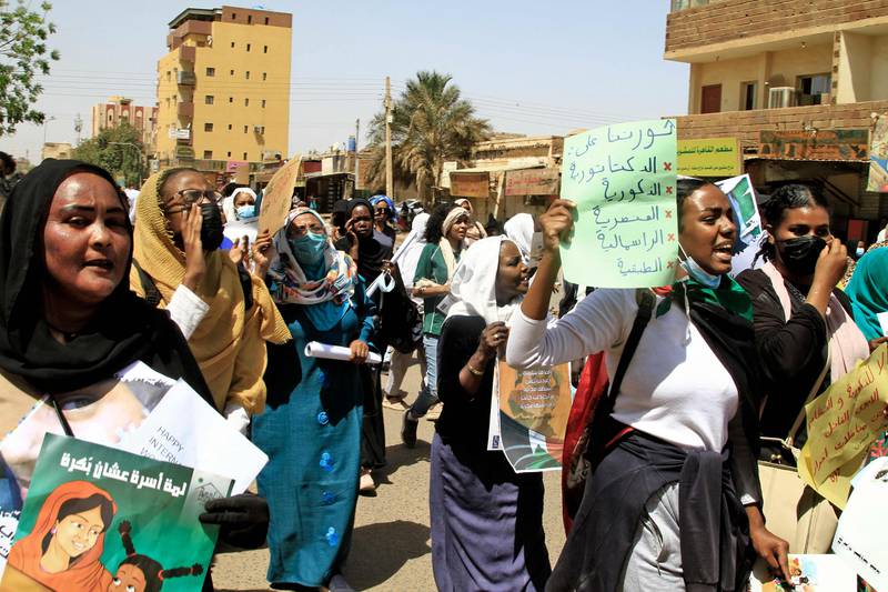 The women protested alongside demonstrations against military rule, which have taken place since Sudan's military took power in October. AFP