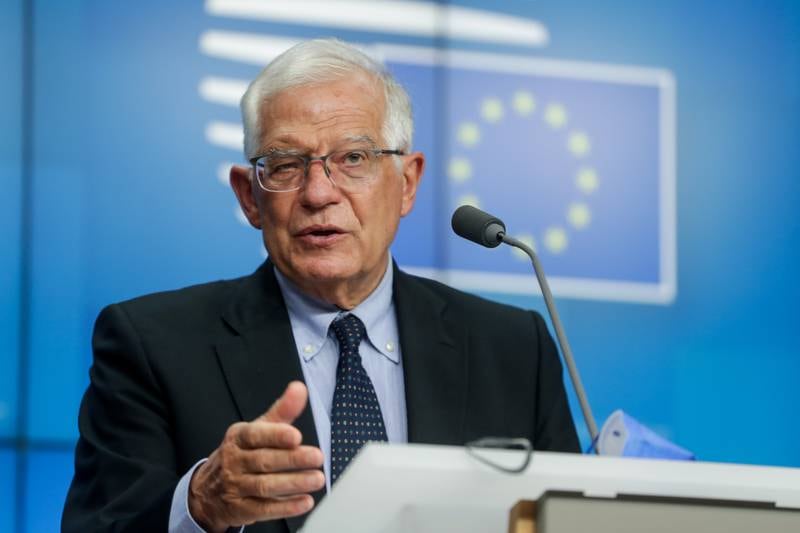 EU foreign policy chief Josep Borrell after a meeting of the bloc's foreign ministers at the European Council headquarters in Brussels, Belgium, on July 12. EPA