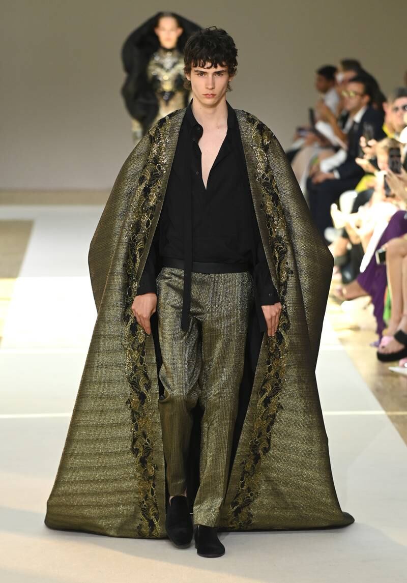 One of the menswear couture looks. Getty