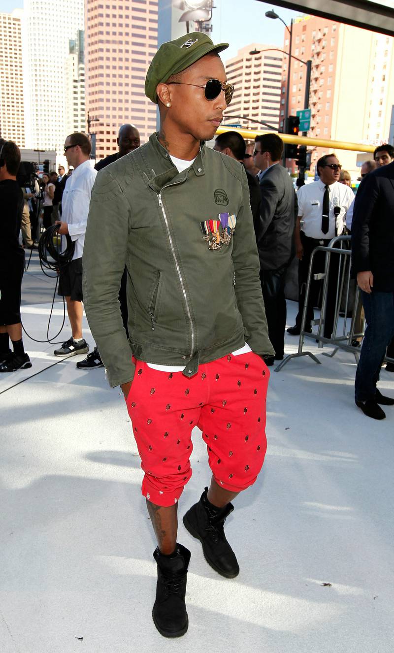A side-fastening jacket and red polka shorts for the 2010 MTV Video Music Awards on September 12, 2010 in Los Angeles, California. AFP