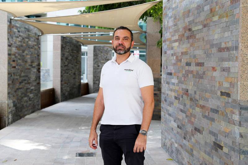 DUBAI, UNITED ARAB EMIRATES , July 13 – 2020 :- Mahmoud Adham, Founder & CEO of Munchbox at his apartment in Dubai Marina in Dubai. (Pawan Singh / The National) For Business. Story by Keith