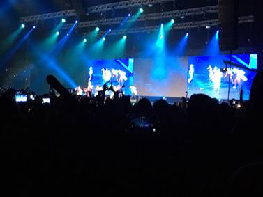 Fans are excited during the Seventeen and Sf9 concert. 