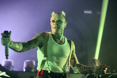 LONDON, ENGLAND - DECEMBER 21:  (EDITORIAL USE ONLY)  Keith Flint of The Prodigy perform live on stage at O2 Academy Brixton on December 21, 2017 in London, England.  (Photo by Simone Joyner/Getty Images)