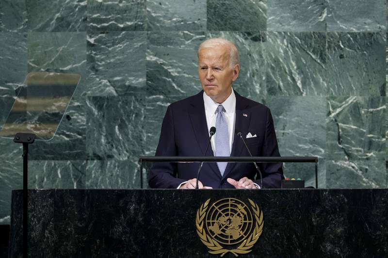 US President Joe Biden addresses the UN General Assembly in New York. Getty Images / AFP