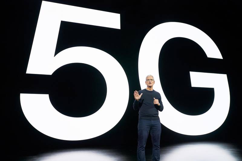 Tim Cook, Apple chief executive, said the introduction of 5G technology is the beginning of a new era for iPhones. EPA