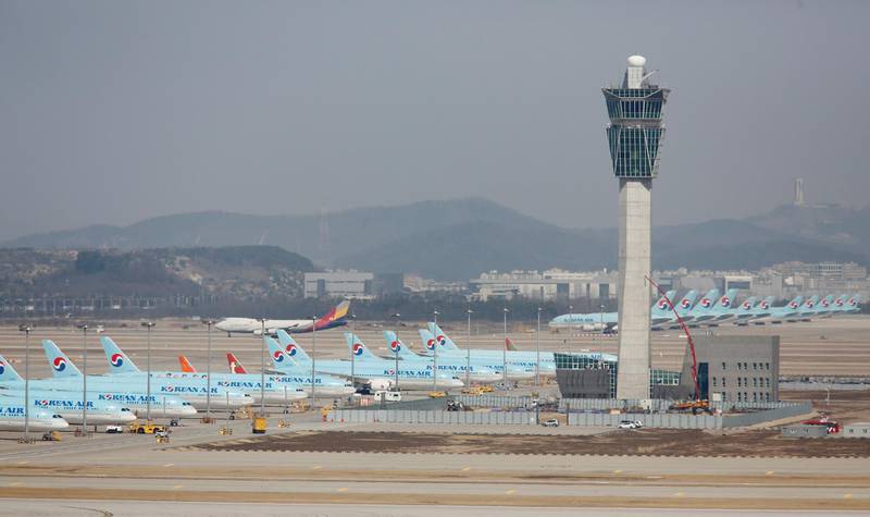 Korean Air's passenger planes are parked on the tarmac at Incheon International Airport in Incheon, South Korea. Reuters