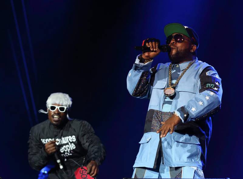 Andre 3000 and Big Boi of Outkast perform at Lollapalooza in Chicago’s Grant Park on Saturday, August 2, 2014. AP