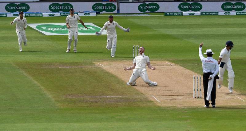England all-rounder Ben Stokes celebrates dismissing India captain Virat Kohli in the first Test at Edgbaston. Getty Images