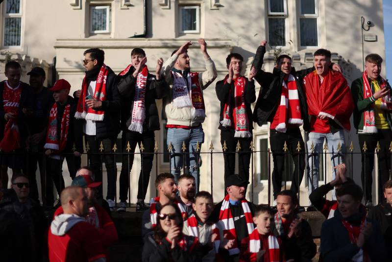 Liverpool fans outside the stadium before the match. Action Images