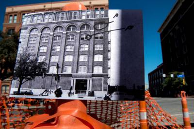 A historic photo of the Texas School Book Depository. AFP