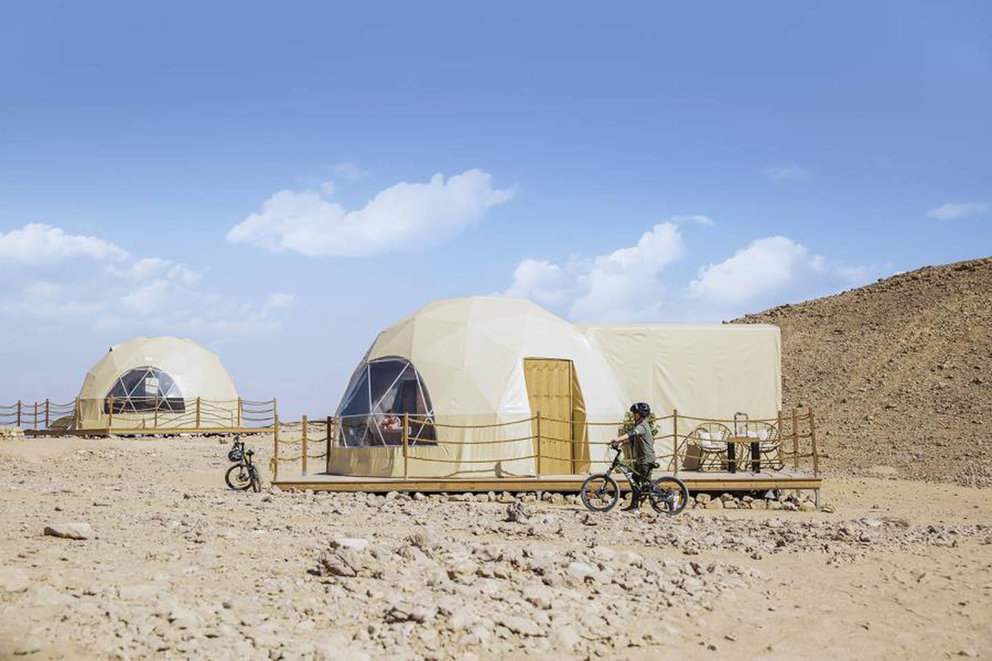 A dome tent at Jebel Hafit Desert Park campsite. Courtesy DCT Abu Dhabi