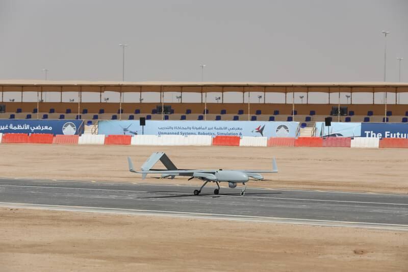 The PD-2 VTOL drone by IGG about to take off at Umex. All photos: Nilanjana Gupta / The National