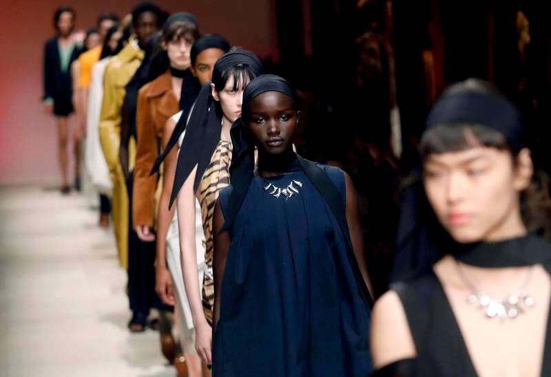 Salvatore Ferragamo’s spring/summer 2022 collection favoured easy-to-wear silhouettes with hints of sensuality. EPA