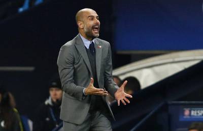 Pep Guardiola saw his Manchester City side fight back from a goal down to beat Barcelona 3-1 on Tuesday night. Jason Cairnduff / Reuters

