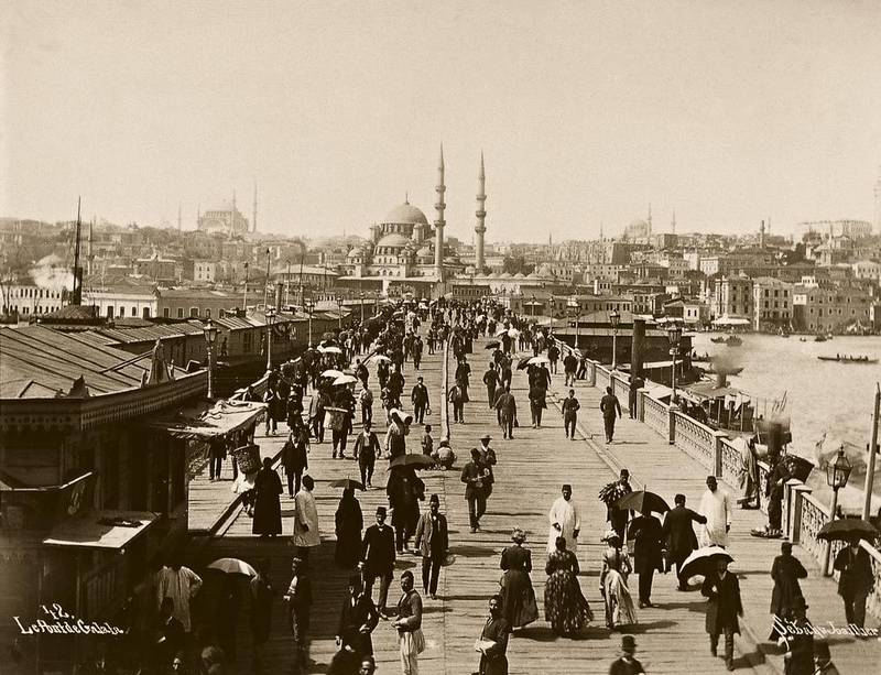 Galata Bridge in Istanbul, 1890. Courtesy Middle East and Armenian Photo Archive