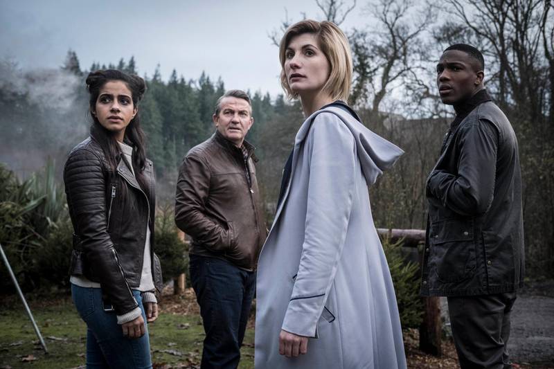 Picture Shows: Yasmin Khan (MANDIP GILL), Graham O'Brien (BRADLEY WALSH), The Doctor (JODIE WHITTAKER), Ryan Sinclair (TOSIN COLE)  in Doctor Who S11. Courtesy BBC / BBC Studios