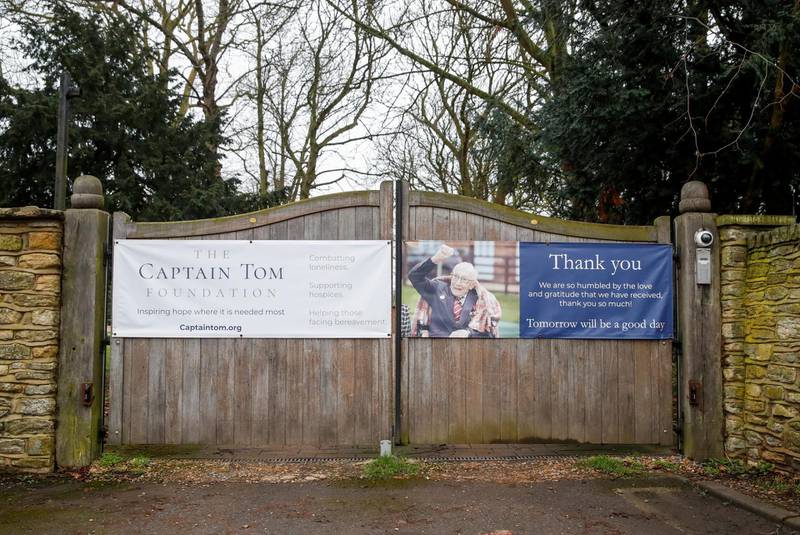 A poster supporting The Captain Tom Moore Foundation. Reuters