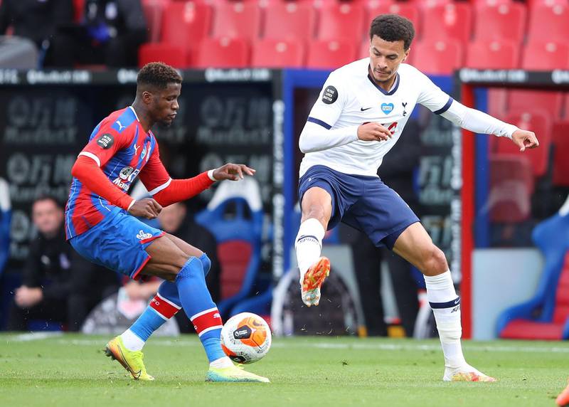 Wilfried Zaha challenges for the ball with Dele Alli during the Premier League match between Crystal Palace and Tottenham Hotspur. Reuters