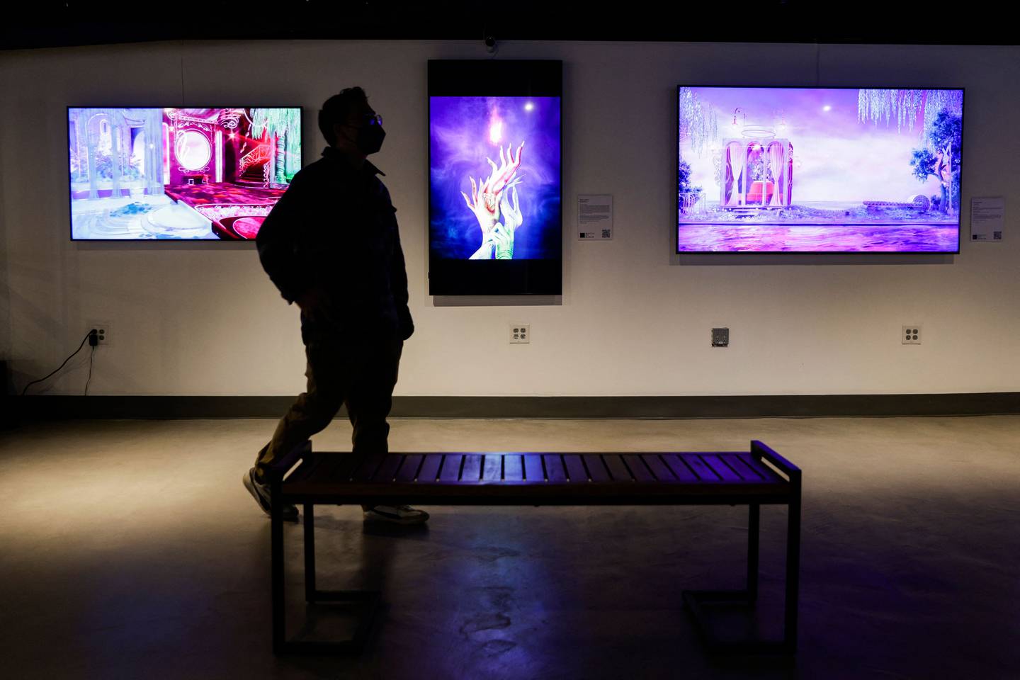 Digital artworks at the Seattle NFT Museum, which recently opened in January. AFP