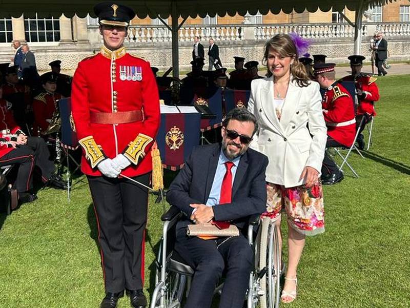 Mr Beheshti and wife Mattie Heaven this week attend King Charles's first official garden party to mark his coronation. Mattie Heaven / Twitter
